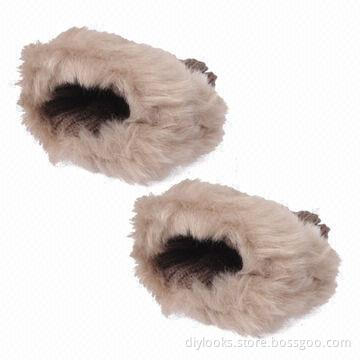 Universal Fashion Women Winter Half Finger Knit Wool Fur Faux Cony Hair Gloves (Khaki)